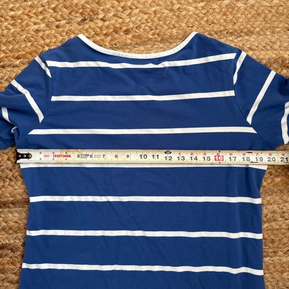 Cape Classic XL Pima Cotton Blue & White Striped 3/4 Sleeve Dress - Picture 5 of 6